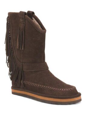 FREE PEOPLE Suede Faye Fringe Pull On Boots